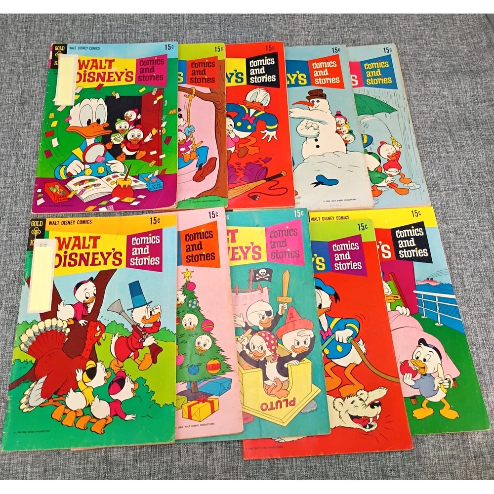Walt Disney Comics Stories Lot 10 Gold Key 1968-70 Donald Duck Carl Barks Vtg
